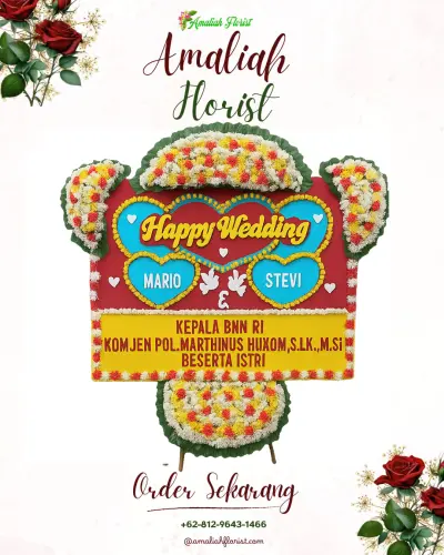 Karangan Papan Bunga Pernikahan di Rembes